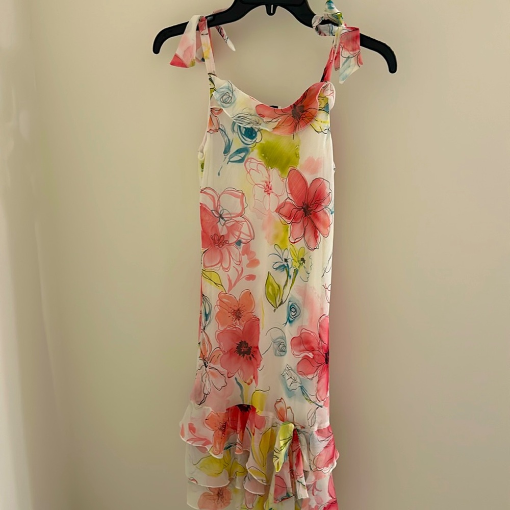 floral shimmery bow dress